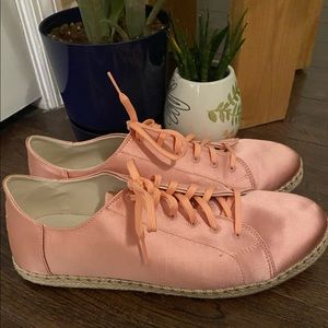 Toms Pink Satin Espadrille Sneakers Size 12